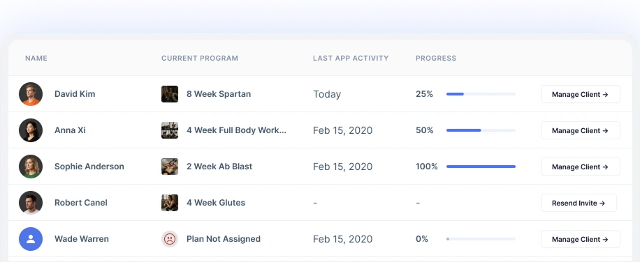 Client management on FitClients