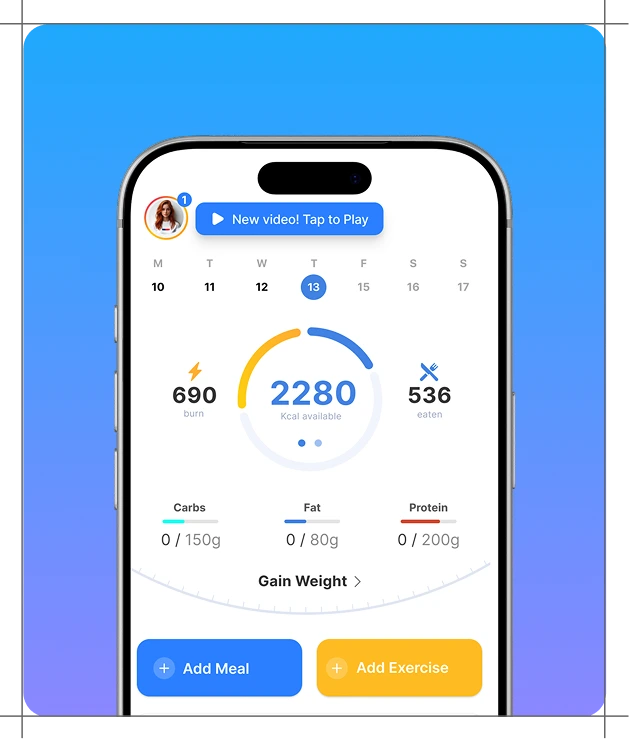 Eaten and burnt calories tracking
