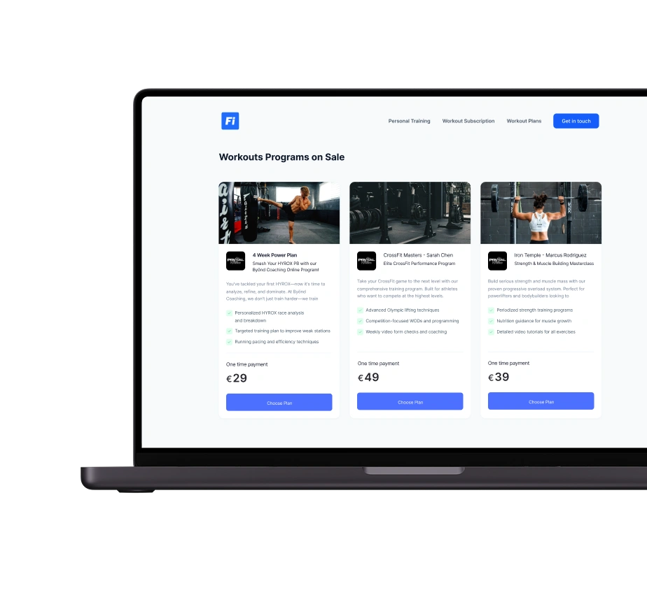 Fitness website builder