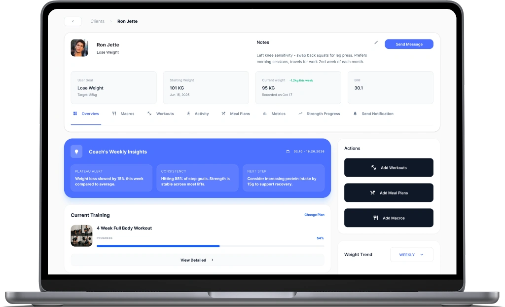 Personal trainer client management