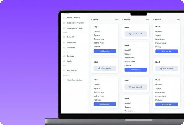 Personal trainer coaching workflows