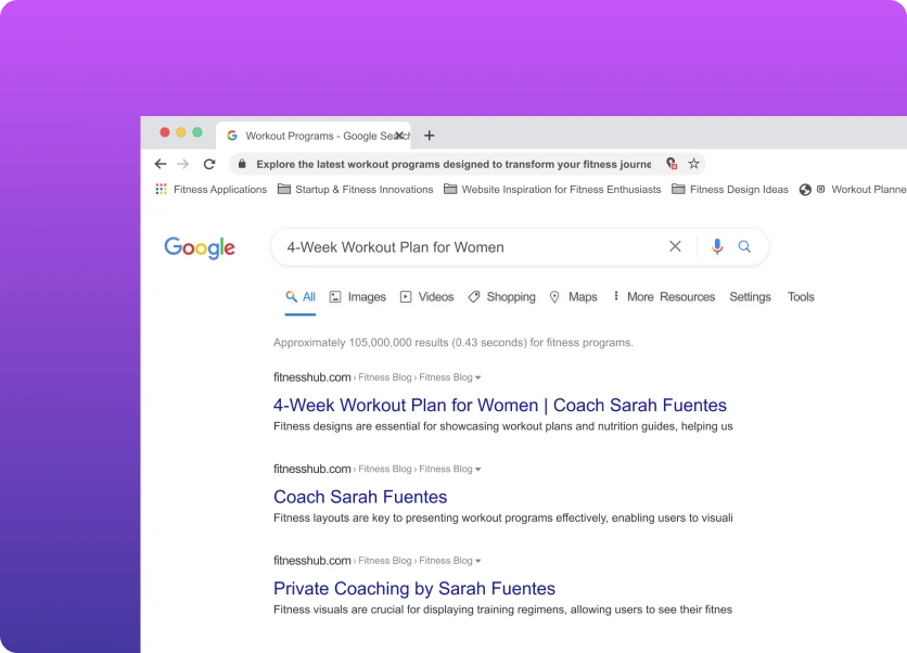 Personal trainer website SEO