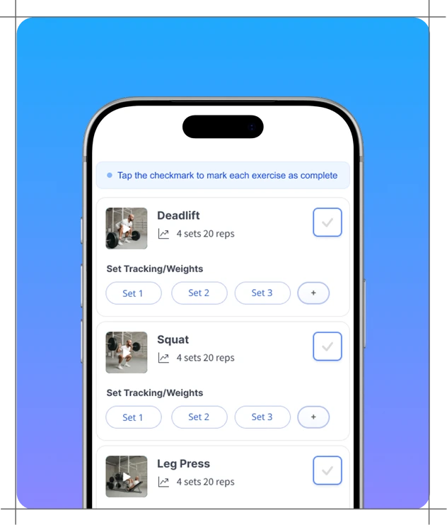 Workout tracking in FitClients app