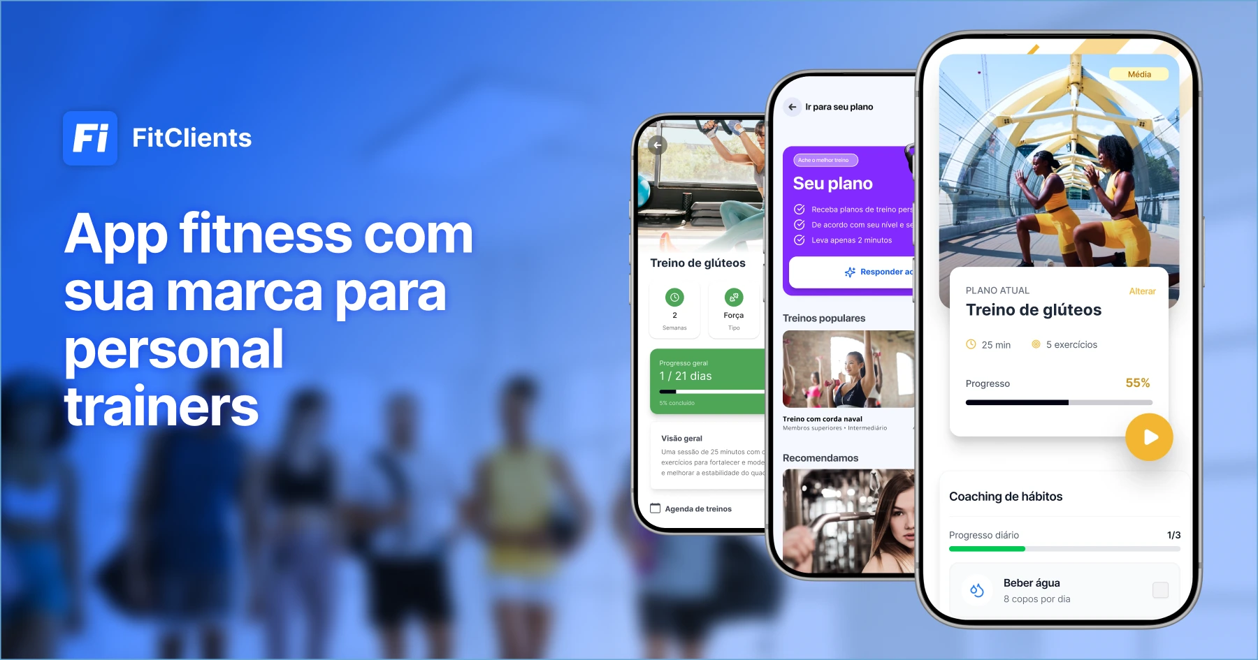 App fitness com sua marca para personal trainers