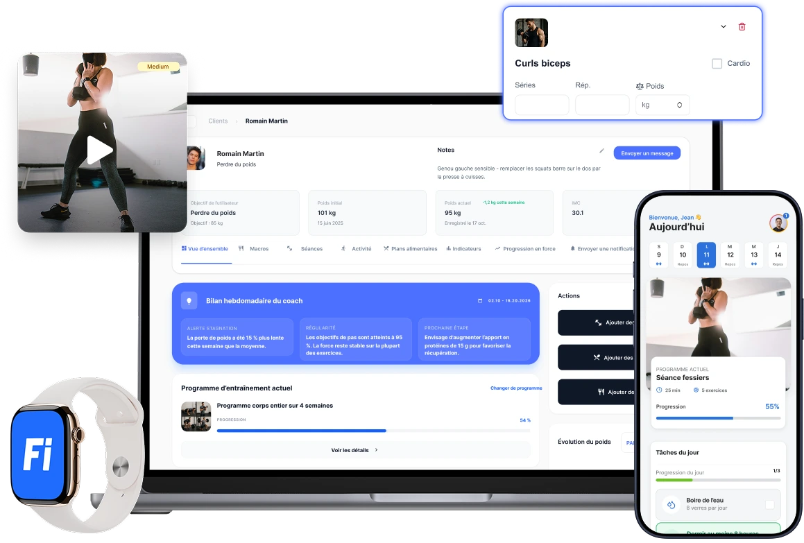 Application avec bibliothèque d'exercices