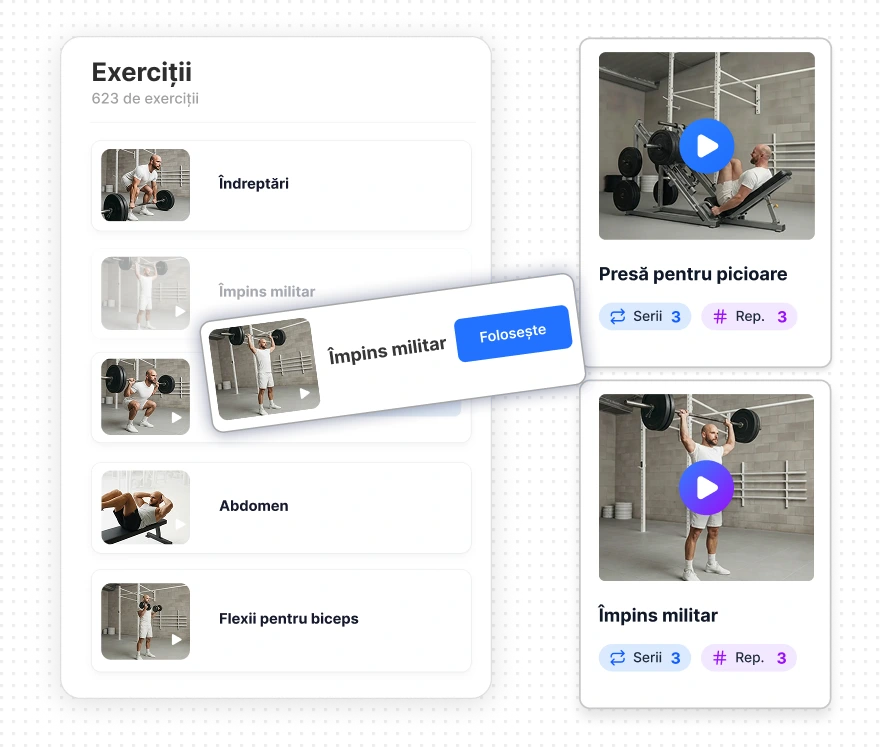 Bibliotecă de exerciții de fitness