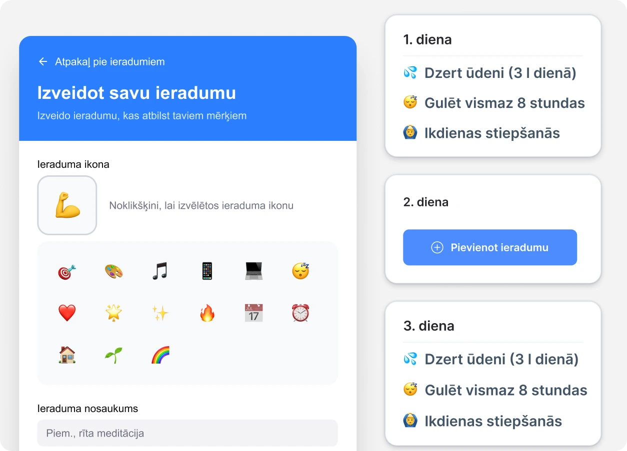 Izveido pielāgotu ieradumu lietotnē