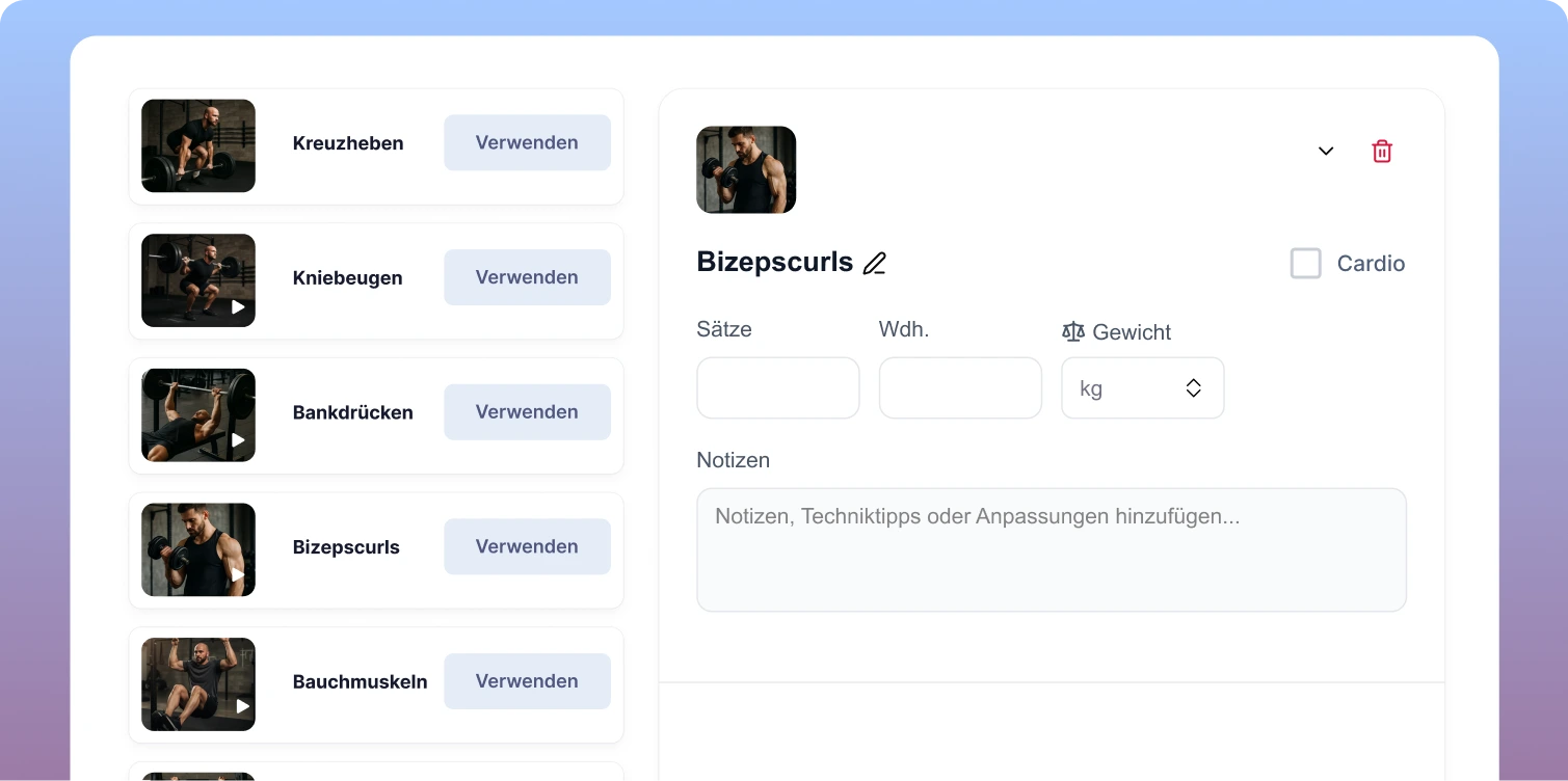 Kostenlose Trainingsplan-Software für Personal Trainer