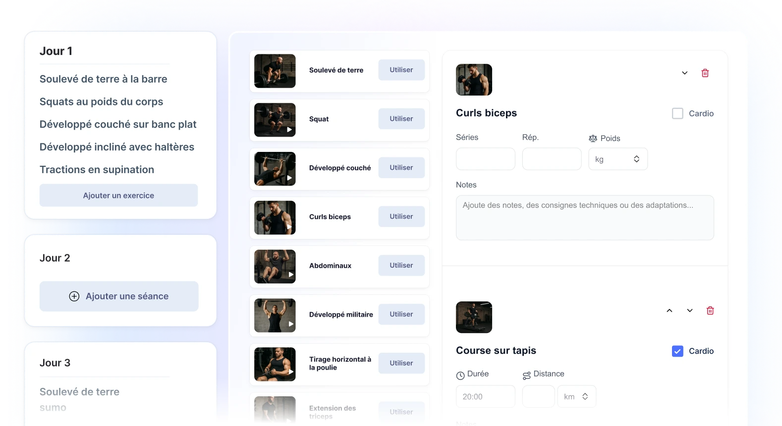 Logiciel de création de programmes d'entraînement pour coachs sportifs