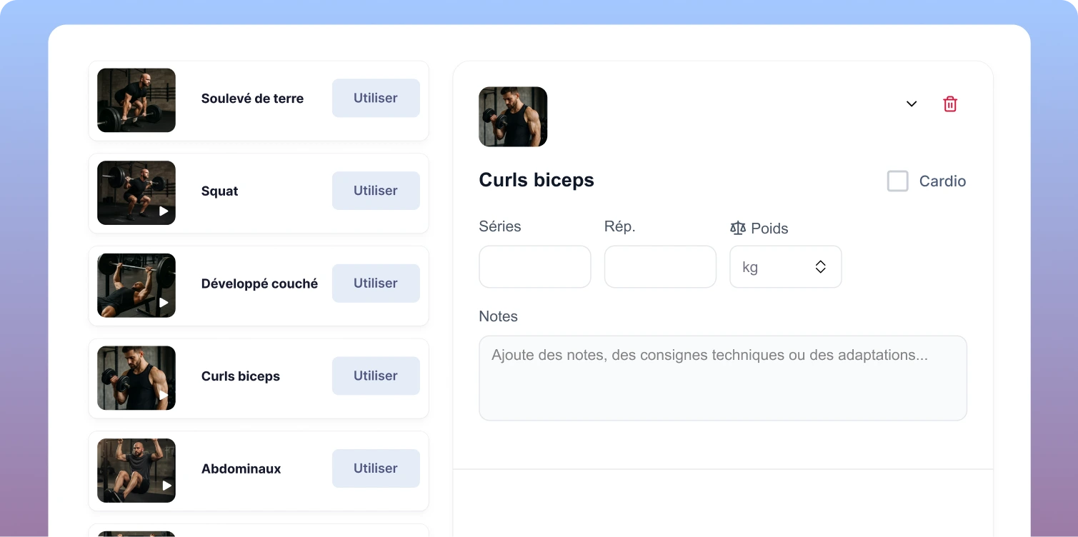 Logiciel gratuit de création de programmes d'entraînement pour coachs sportifs
