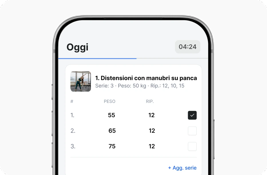Monitoraggio degli esercizi nell'app FitClients