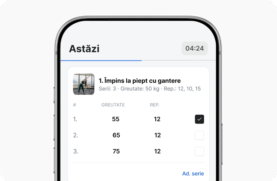 Monitorizarea exercițiilor în aplicația FitClients