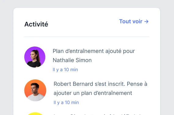 Outil de suivi de l'activité des clients