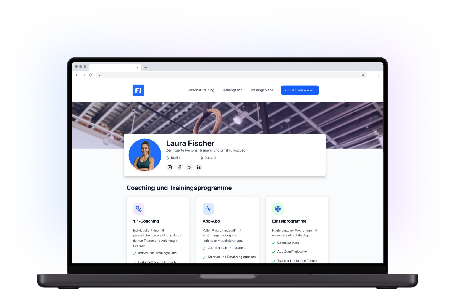 Personal-Trainer-Website auf FitClients