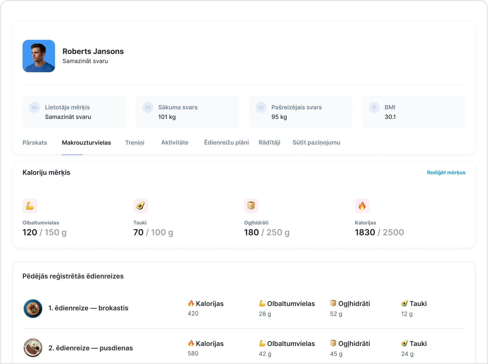 Programmatūra personīgo treniņu klientu progresa uzskaitei