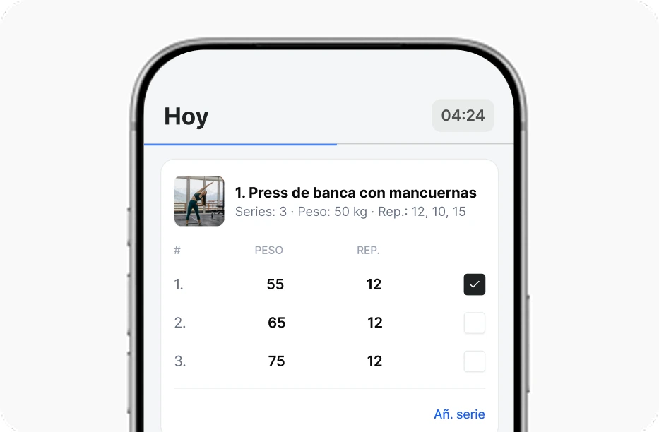 Seguimiento de ejercicios en la app FitClients