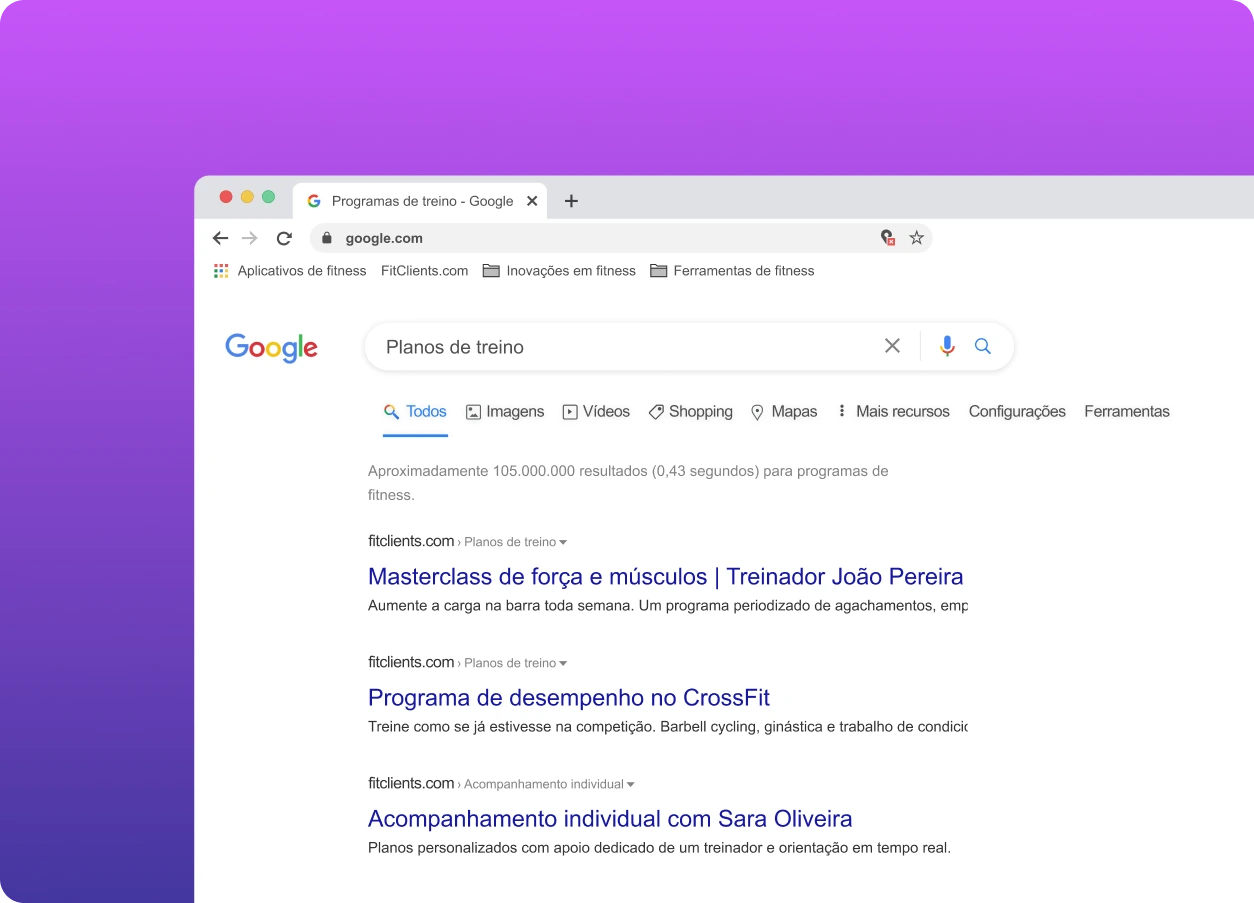 SEO do site de um personal trainer