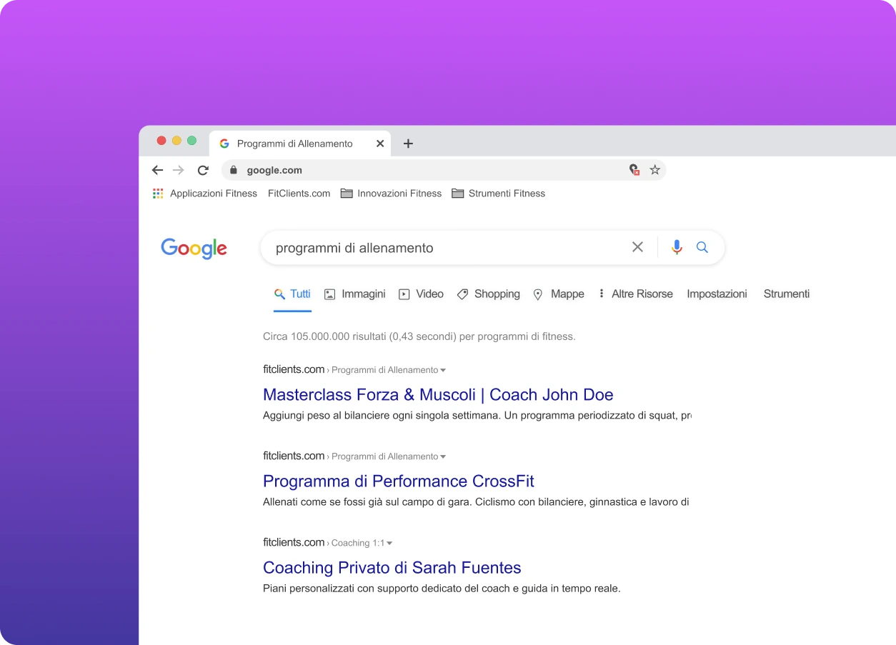 SEO per il sito web di un personal trainer