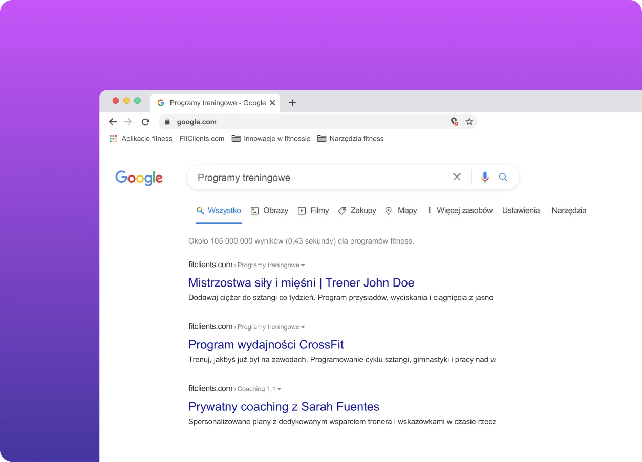 SEO strony internetowej trenera personalnego