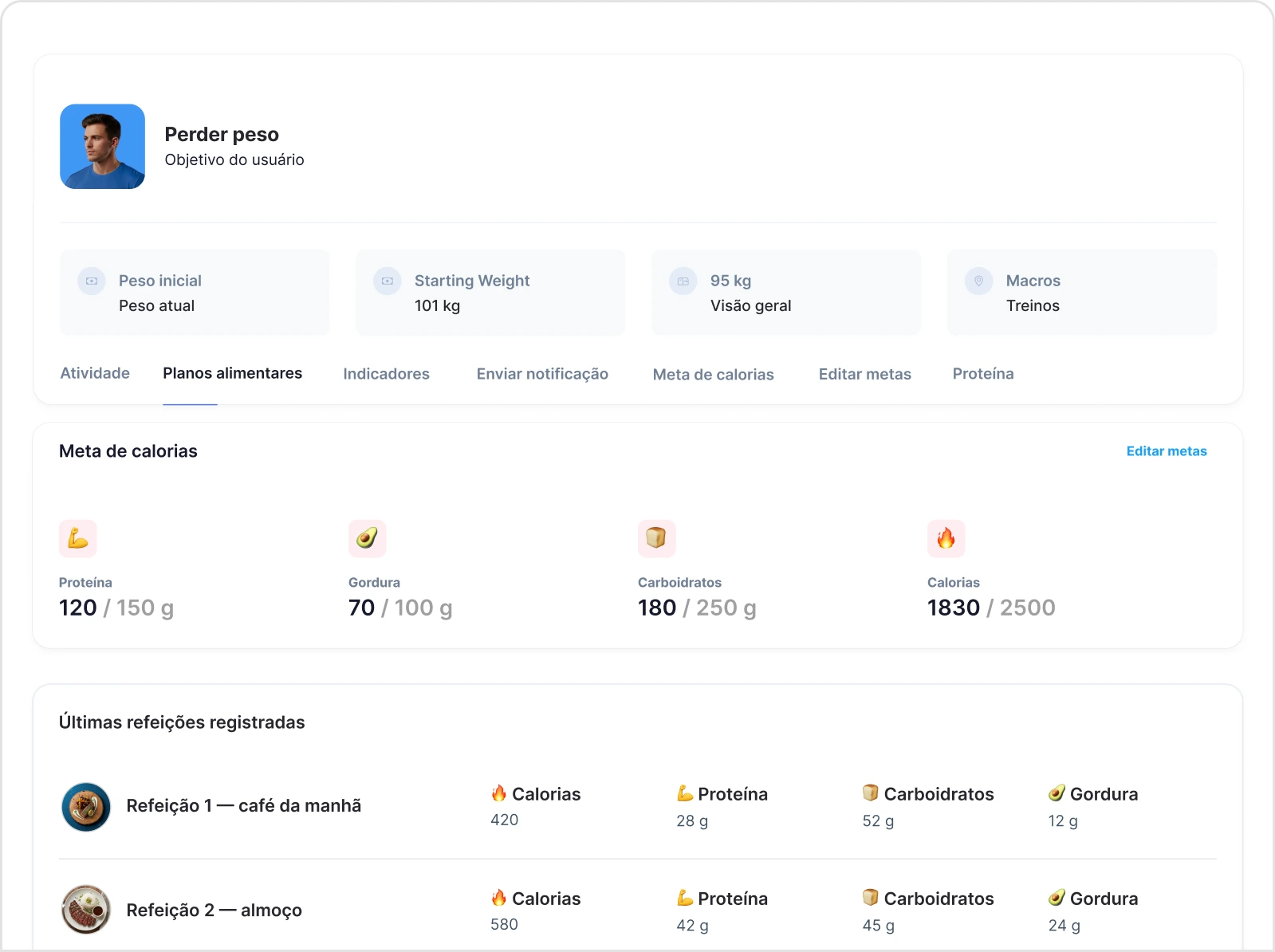 Software de acompanhamento de alunos de personal trainers