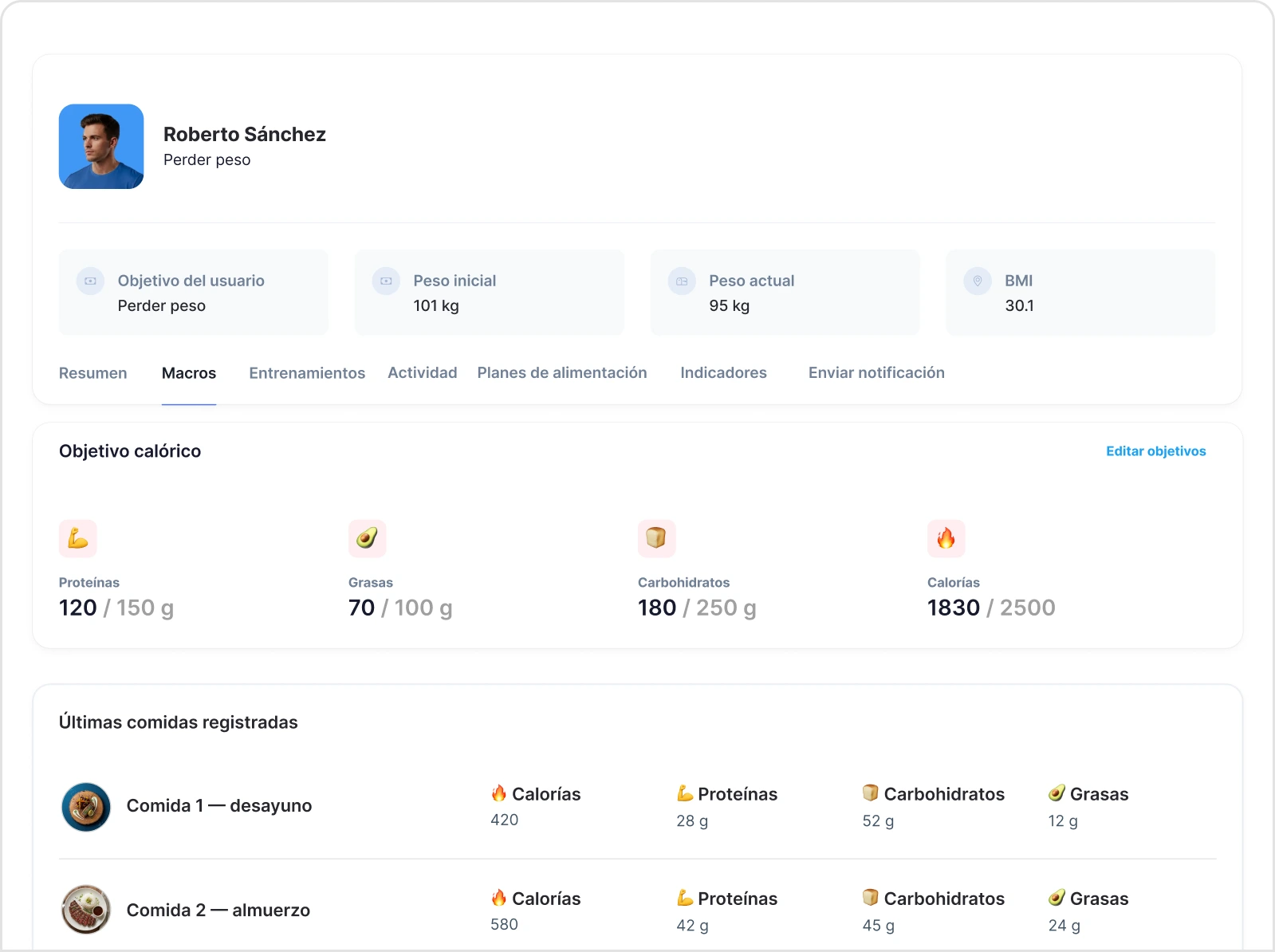 Software de seguimiento de clientes de entrenamiento personal