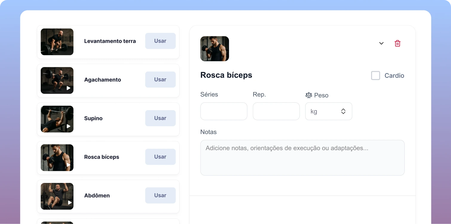 Software gratuito para personal trainers montarem treinos