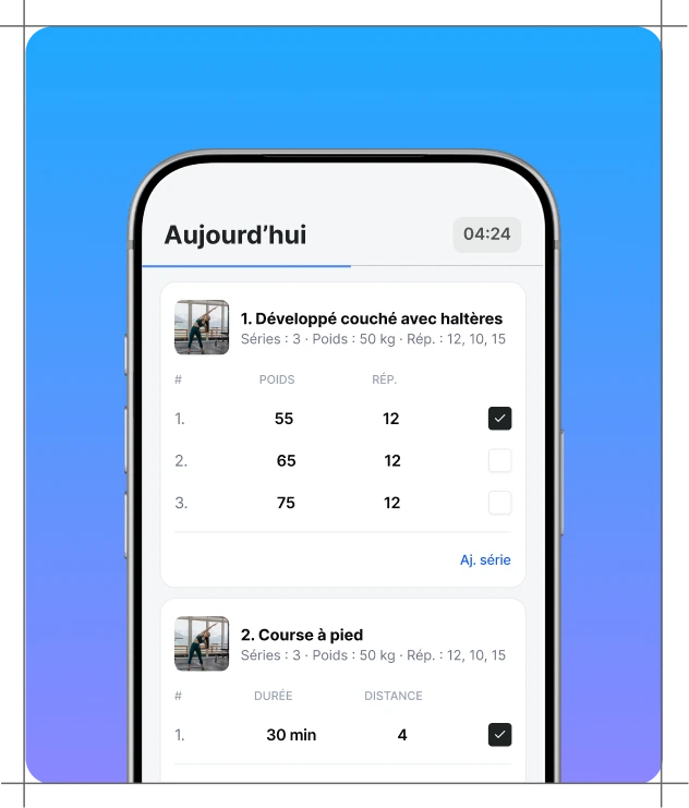 Suivi des entraînements dans l'application FitClients
